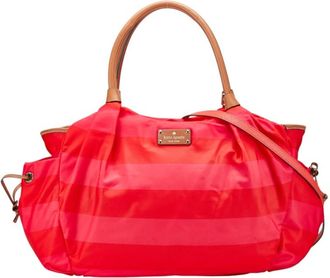 Kate Spade New York Pink Red Color Nylon Leather Shoulder Bag Tote Bag (Pre-Owned)