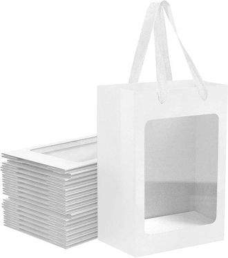 OEM Bolsas De Regalo De Papel - Bolsas Kraft Con Ventana - Embalaje Festivo Para Regalos - Con Ventana Transparente - 25 X 17,8 X 13 Cm