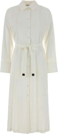 Max Mara Mxpnordica Jurk - Dames - Shirt Kleedjes - Wit - S - Linnen - Kleedjes