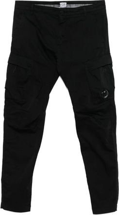 C.P. Company Slim-fit Trousers, male, Black, Size: XL Black Cargo Pants with Concealed Fastening