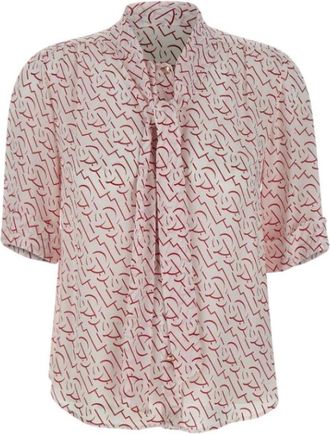 Liu Jo Overhemden, Dames, Rood, S, Rood Gestreept Shirt met Strik