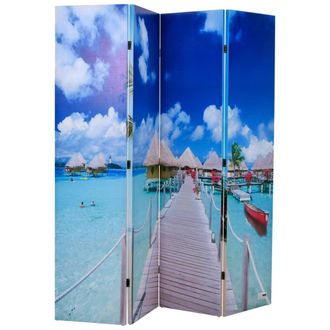 vidaXL Biombo Divisor Plegable Dise&ntilde;o Playa 160x170 Cm Vidaxl