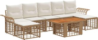 vidaXL Conjunto De Sof&aacute;s De Jard&iacute;n 8 Uds. Natural Y Crema Vidaxl