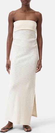 Closed Cotton Bandeau Dress In Dune Beige