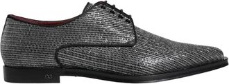 Dolce & Gabbana Laced Shoes, male, Gray, Size: 10 US Silver Derby Formal Dress Shoes
