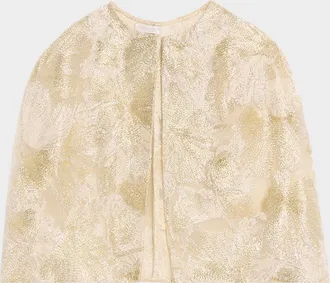 Reem Acra Metallic Raffia Embroidered Capelet