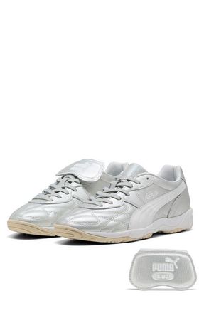 Puma King Indoor Mesmerize Soccer Sneaker in Silver Mist/Alpine Snow at Nordstrom, Size 10.5