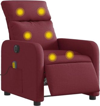 vidaXL Sill&oacute;n De Masaje Reclinable El&eacute;ctrico Tela Rojo Tinto Vidaxl