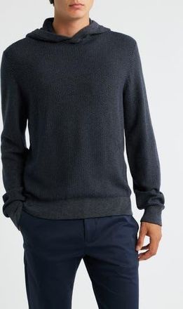Vince Geometric Jacquard Wool & Cashmere Blend Hoodie in Coastal/Medium Heather Grey at Nordstrom Rack, Size X-Small