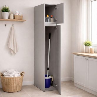 Dmora Armario Multiuso 2 Puertas Gilroy, 3 Estantes, 2 Puertas Made In Italy, Ideal Para Lavander&iacute;a, 35x195h Cm Gris