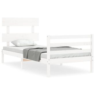Berkfield Home Bed Frame with Headboard White 90x200 cm Solid Wood