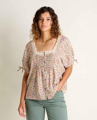 Toad & Co Manzana Peasant Shirt in Salt Print at Nordstrom, Size X-Small