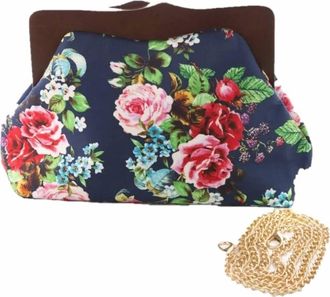 Hearts & Roses London Womens Floral Wood Clutch Bag In Rose Bouquet