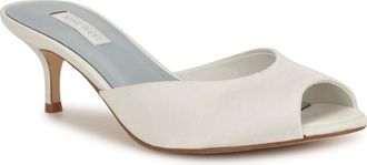 Nine West Womens Nine West Luvlie Sandals Ivory Almond Toe Kitten Heel HAWK2284