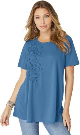 Roaman's 3 D Appliqued Swing Tee in Vivid Blue at Nordstrom, Size 28