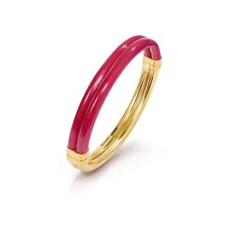 Gold & Honey Womens Ridge Lucite Hinge Bangle In Pink Flamingo
