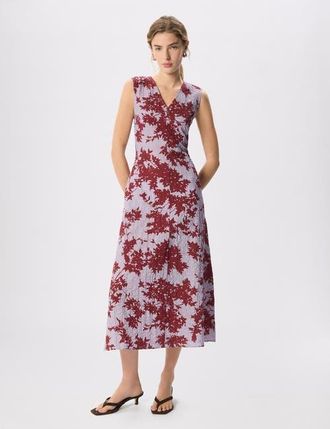 Whistles Floral V-Neck Textured Dress in Purple/multi at Nordstrom, Size 10