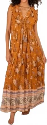 Raga Womens Sleeveless Floral Maxi Dress In Mustard