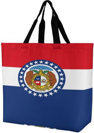 Generic Missouri State Flag Large Reusable Shopping Bag Lightweight Foldable Tote Bags Washable Shoulder Handbag
