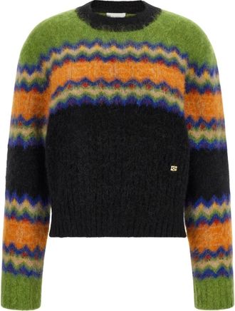 Ganni Geborstelde Alpaca Ronde Hals Trui - Dames - Ronde hals truien - Veelkleurig - M - Wol - Truien & Vesten