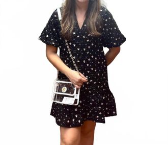 THML Clothing Puff Sleeve Sequin Dress In Black