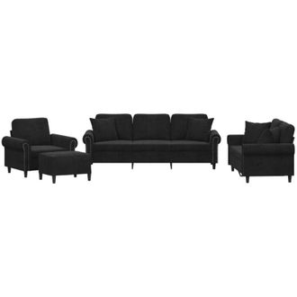 vidaXL Vidaxl - Juego De Sof&aacute;s Con Cojines 4 Piezas Terciopelo Negro