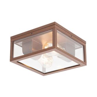 QAZQA Lampada da soffitto charlois - Design - Alluminio,Vetro - Ruggine/Trasparente - Quadrato Max. 2 x Watt - Qazqa