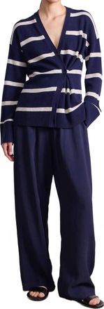 Apiece Apart Ana Wrap Cardigan In Navy/cream Stripe