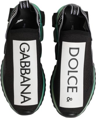 Dolce & Gabbana Black Slip On Sorrento Men Sneakers Shoes And Blue 10+pa+pl+vi