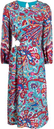 BA&SH Monica floral-print midi dress - women - Viscose/Viscose/Spandex/Elastane - 0 - Blue