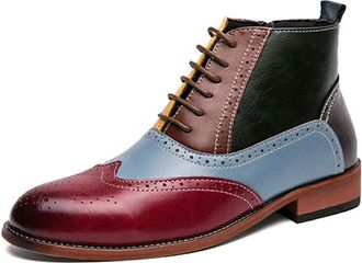 Generic Mens Chelsea Ankle Boots With Side Zipper Non-Slip Pointed Toe Business Formal Short Booties Comfort Low Heel Chukka Boots (Colorful,12.5)