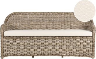 Beliani Banco de jard&iacute;n con coj&iacute;n 189 cm Rat&aacute;n Natural