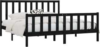 vidaXL Estructura De Cama De Madera Maciza Negra 200x200 Cm Vidaxl