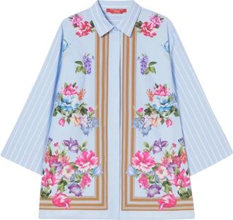 Marina Rinaldi Dames, Blouses & Shirts, Blauw, Maat: 3XL Katoen