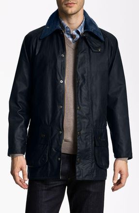 Barbour Beaufort Regular Fit Weatherproof Waxed Jacket in Navy at Nordstrom, Size 36