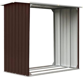 vidaXL Caseta Jard&iacute;n Para Le&ntilde;a Acero Galvanizado Marr&oacute;n 172x91x154 Cm Vidaxl