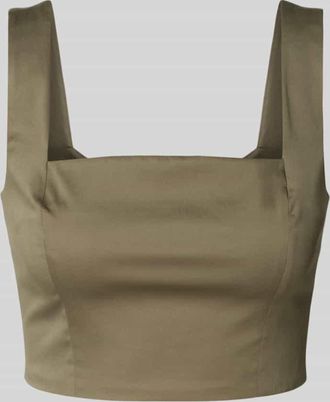 Jake*s Crop Top mit Karree-Ausschnitt in Oliv, Größe 34