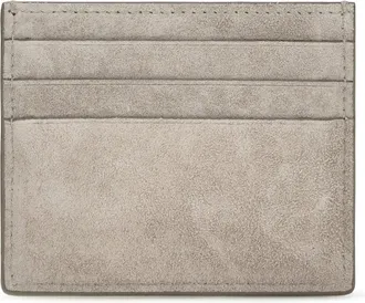 Brunello Cucinelli Womens Suede Card Holder Ice Calf Leather Bos Taurus Wallet