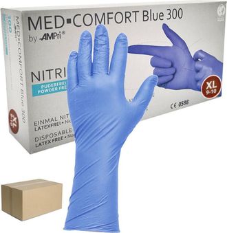 OEM Guantes De Nitrilo Ampri Blue 300 Xl, 100 Unidades, Caja De Cart&oacute;n, Paquete De 10