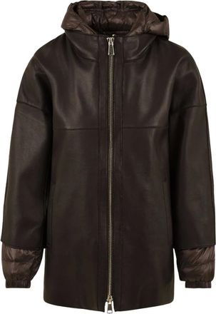 The Jackie Leathers Chaqueta Cinthia de piel anilina adherida - Jackets - Mujer - Marr&oacute;n - 2XL
