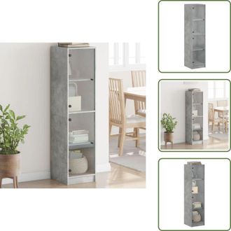 vidaXL The Living Store Credenza con Ante in Vetro Grigio Cemento 35x37x142 cm - Credenza moderna