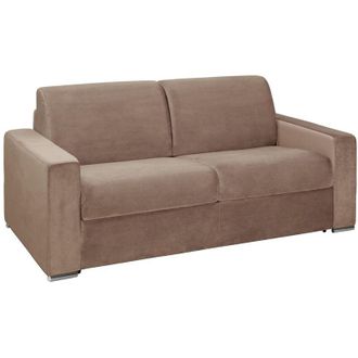 Vente-Unique Vente-unique - Divano letto 3 posti ribalta letto 140cm materasso 14cm Velluto Memory - Beige - calito