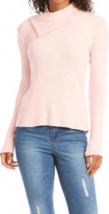 Karen Kane Drape Neck Turleneck Lightweight Sweater In Rose