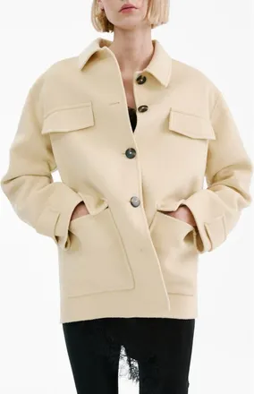 Mango Wool Blend Jacket in Vanilla at Nordstrom, Size Xx-Large