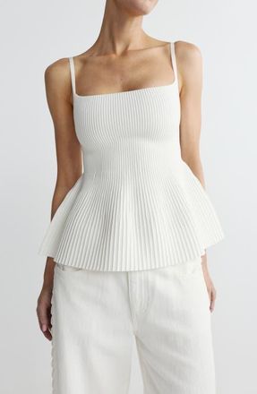 DL1961 Rib Peplum Tank in White at Nordstrom, Size Large