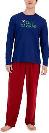 Club Room Pajama Set Mens Multi Graphic Long Sleeve Sleepwear UPS1013