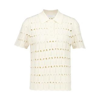 Zimmermann Tops, Dames, Beige, L, Polyester, Rhiannon Pointelle Polo