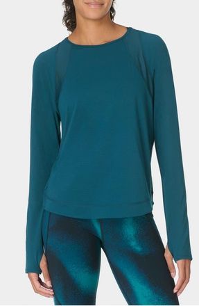 Sweaty Betty Breathe Easy Mesh Inset Long Sleeve T-Shirt in Deep Green at Nordstrom, Size Xx-Large