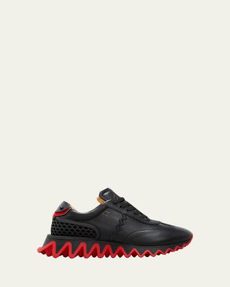Christian Louboutin Mens Loubishark Flat Leather Red-Sole Runner Sneakers
