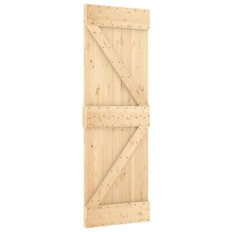 Berkfield Home Sliding Door with Hardware Set 70x210 cm Solid Wood Pine in Natural